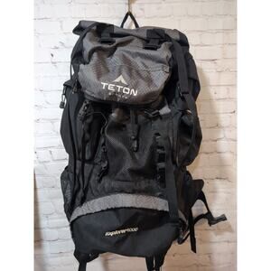 TETON Sports Explorer 4000 Hiking Pack 65L Black Gray Padded Straps & Hip Belt
